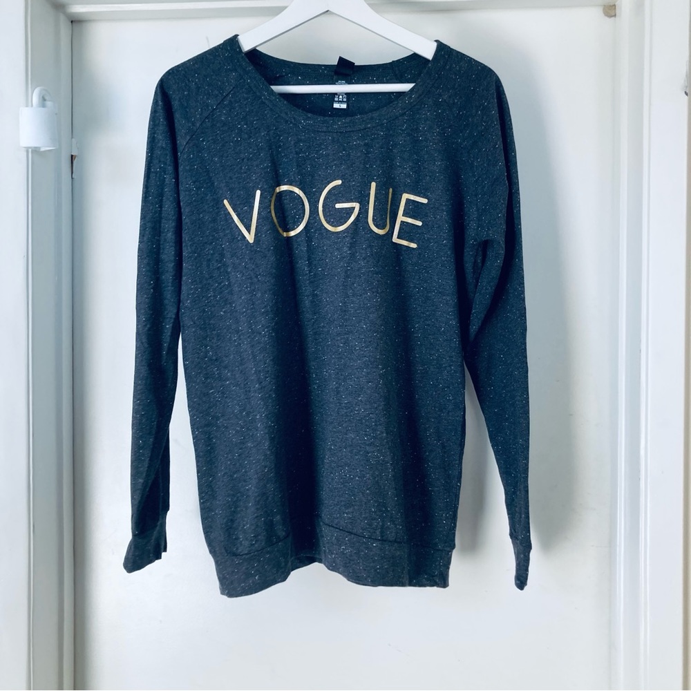 New VOGUE 80’s gold print top cotton anthropologie athletic athleasure yoga